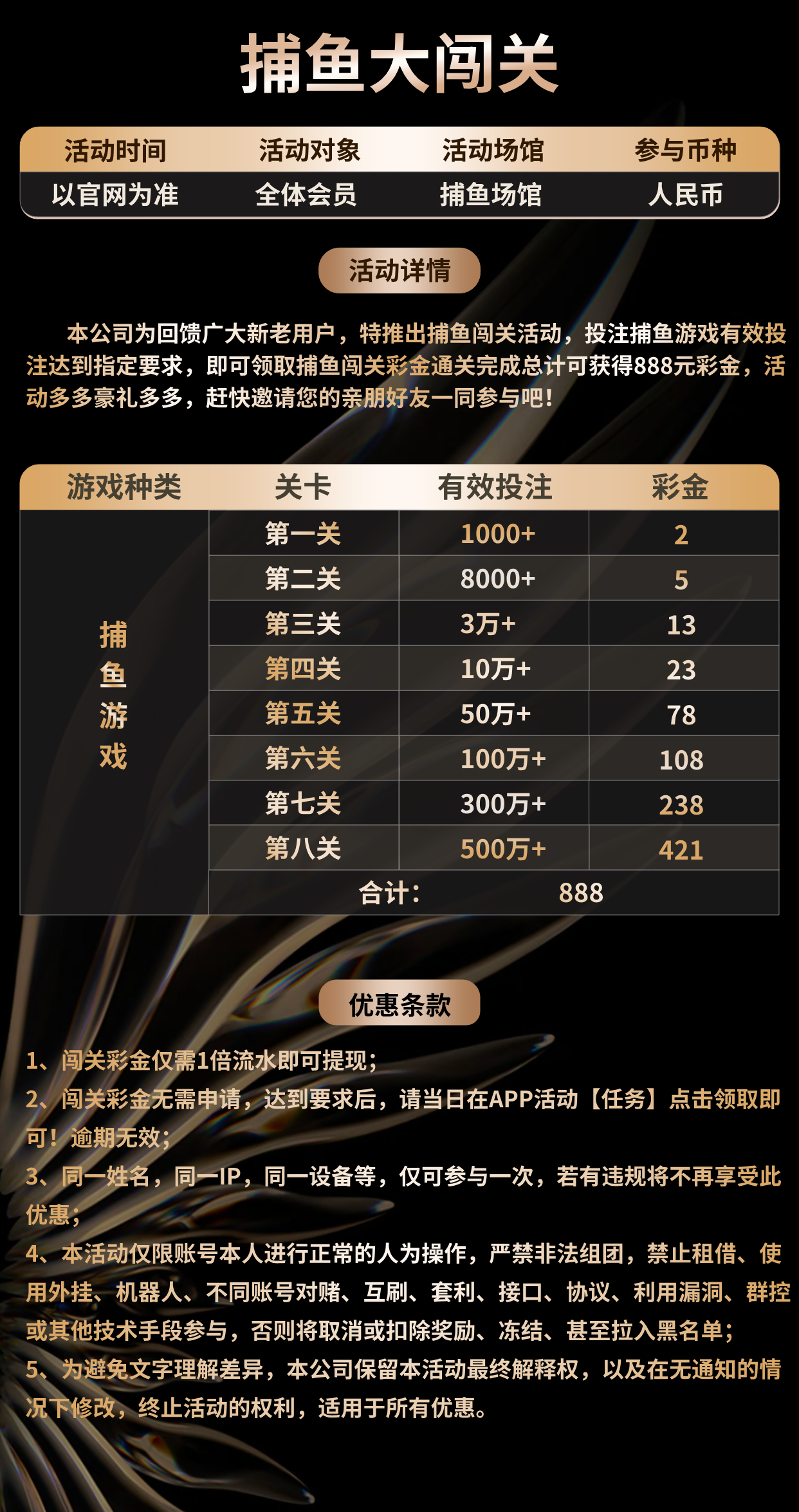 开元棋牌捕鱼大闯关优惠活动